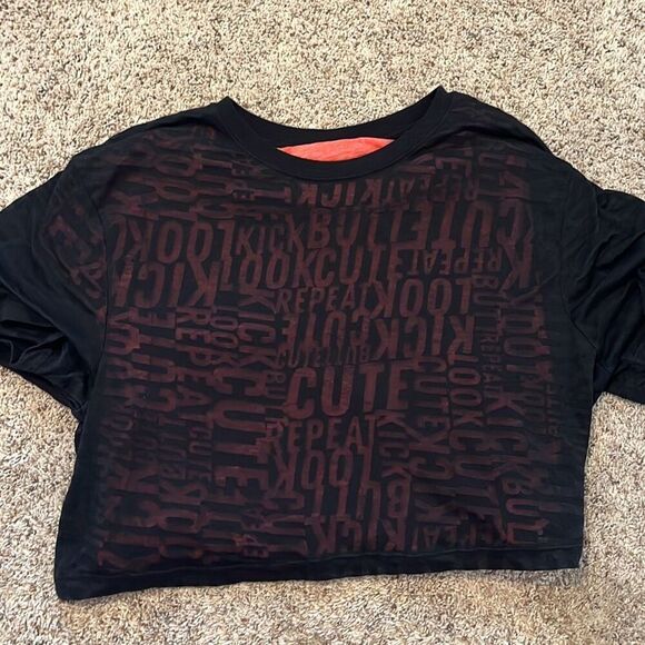 Fabletics Massy Arias Alivia Black Burnout Tee Large - Picture 3 of 5